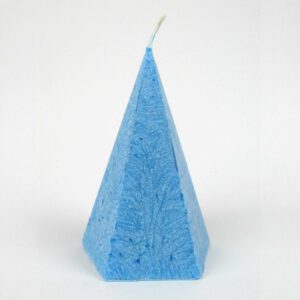 Kristallkerze Pyramide klein blau